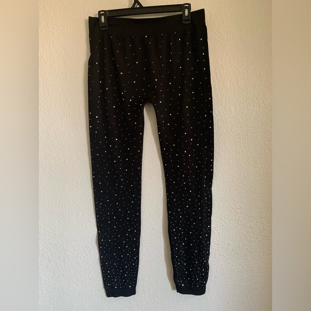 One Size Black Leggings with Silver Stud Detailing